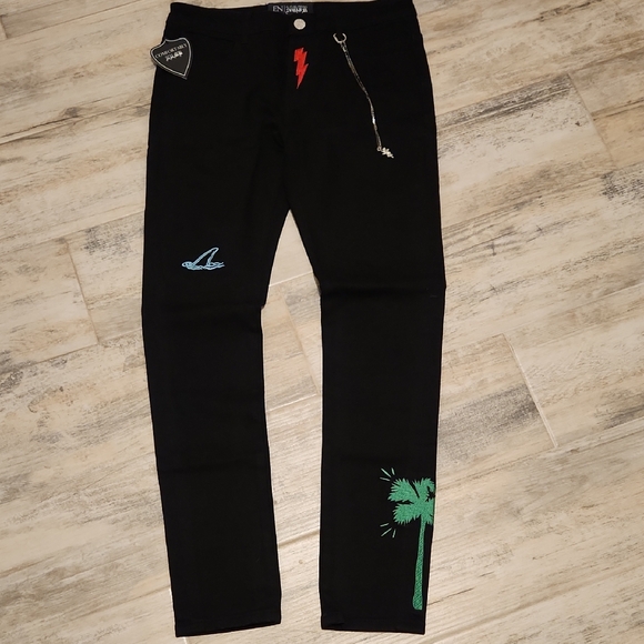 En/NOIR Black Pants with Embroidered designs